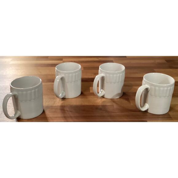Set Of 4 Pfaltzgraff SPARTA Mug Ceramic White Coffee Cups Embossed Design - Picture 7 of 10